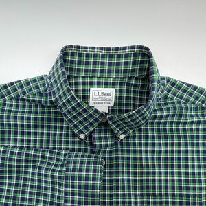 L.L. Bean Men's Blue and Green Checkered Shirt L reg